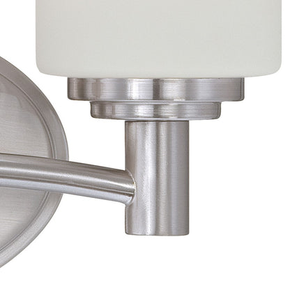 Atlas Lighting Pittman 12in 2-Light Vanity Light | Transitional Brushed Nickel and White Frosted Glass | Bathroom Vanity | Model WL11408-NK