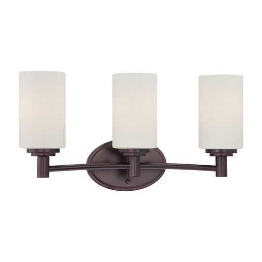 Atlas Lighting Pittman 19in 3-Light Vanity Light | Transitional Sienna Bronze and White Etched Opal Glass | Bathroom Vanity | Model WL11409-BZ