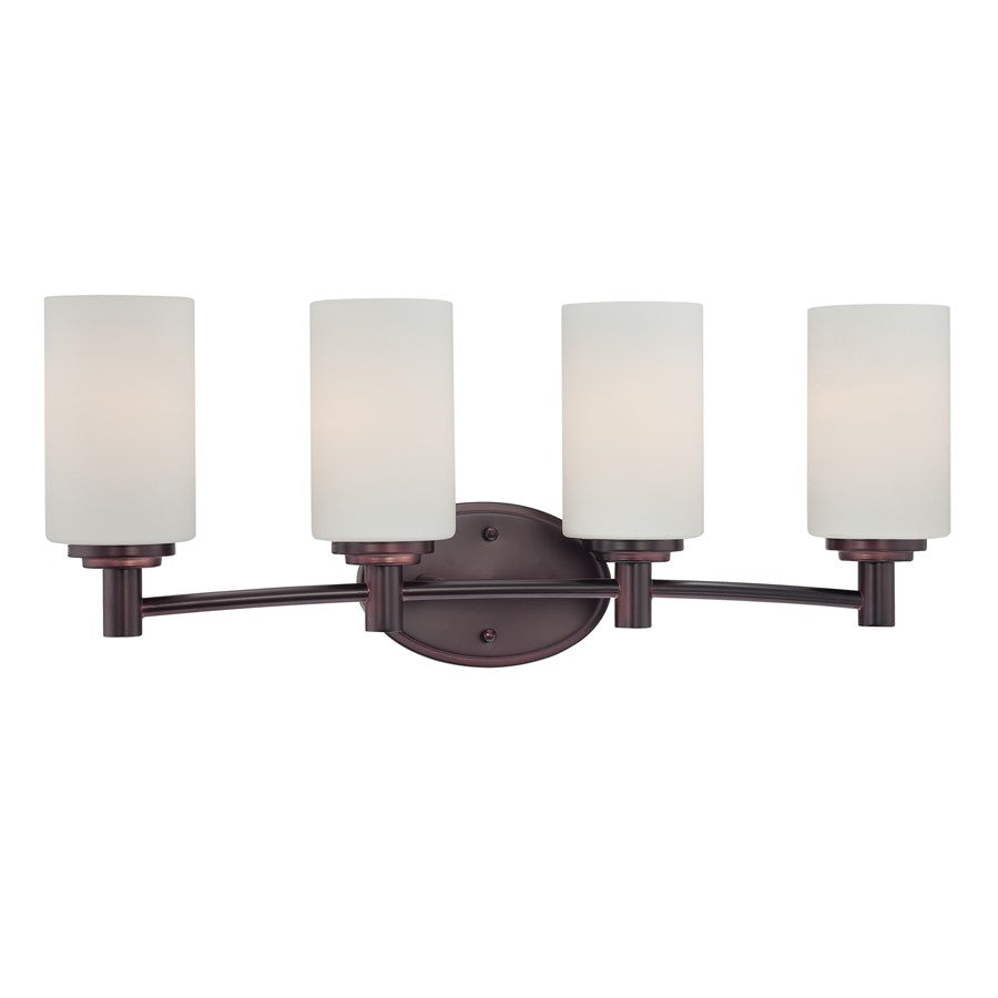 Atlas Lighting Pittman 24in 4-Light Vanity Light | Transitional Sienna Bronze and White Frosted Glass | Bathroom Vanity | Model WL11410-BZ