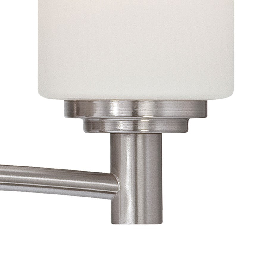 Atlas Lighting Pittman 24in 4-Light Vanity Light | Transitional Brushed Nickel and White Frosted Glass | Bathroom Vanity | Model WL11410-NK