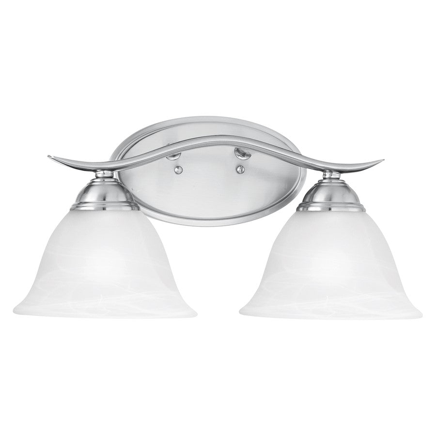 Atlas Lighting Prestige 17in 2-Light Vanity Light | Traditional Brushed Nickel and White Alabaster Glass | Bathroom Vanity | Model WL11412-NK