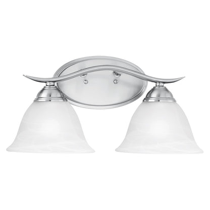 Atlas Lighting Prestige 17in 2-Light Vanity Light | Traditional Brushed Nickel and White Alabaster Glass | Bathroom Vanity | Model WL11412-NK