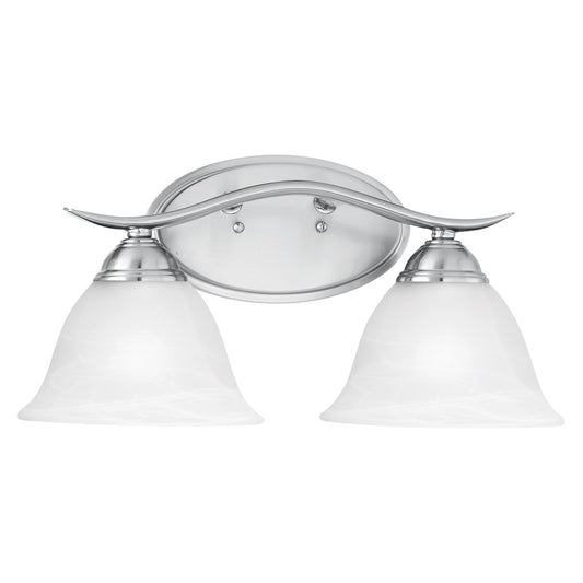 Atlas Lighting Prestige 17in 2-Light Vanity Light | Traditional Brushed Nickel and White Alabaster Glass | Bathroom Vanity | Model WL11412-NK