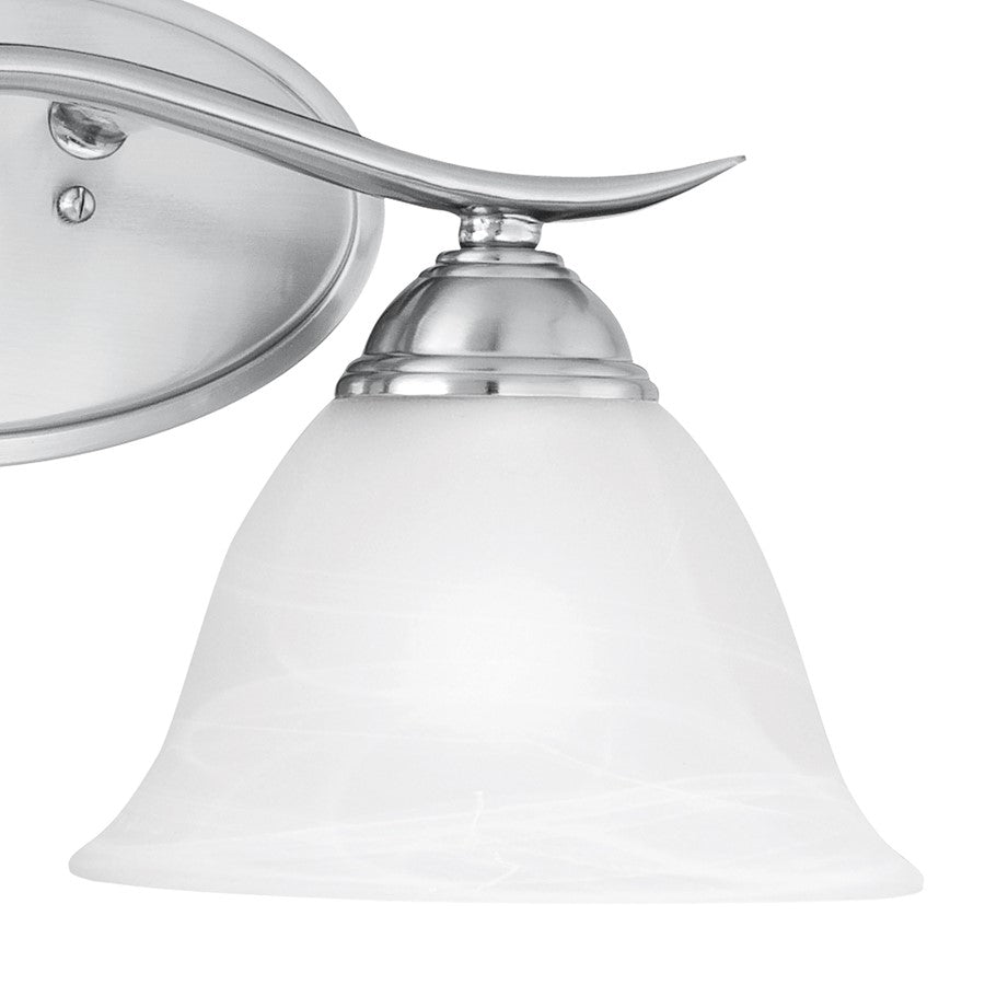 Atlas Lighting Prestige 17in 2-Light Vanity Light | Traditional Brushed Nickel and White Alabaster Glass | Bathroom Vanity | Model WL11412-NK