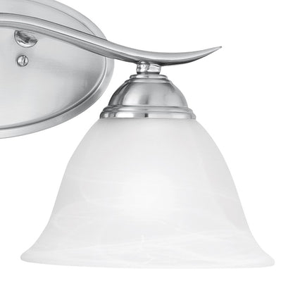 Atlas Lighting Prestige 17in 2-Light Vanity Light | Traditional Brushed Nickel and White Alabaster Glass | Bathroom Vanity | Model WL11412-NK