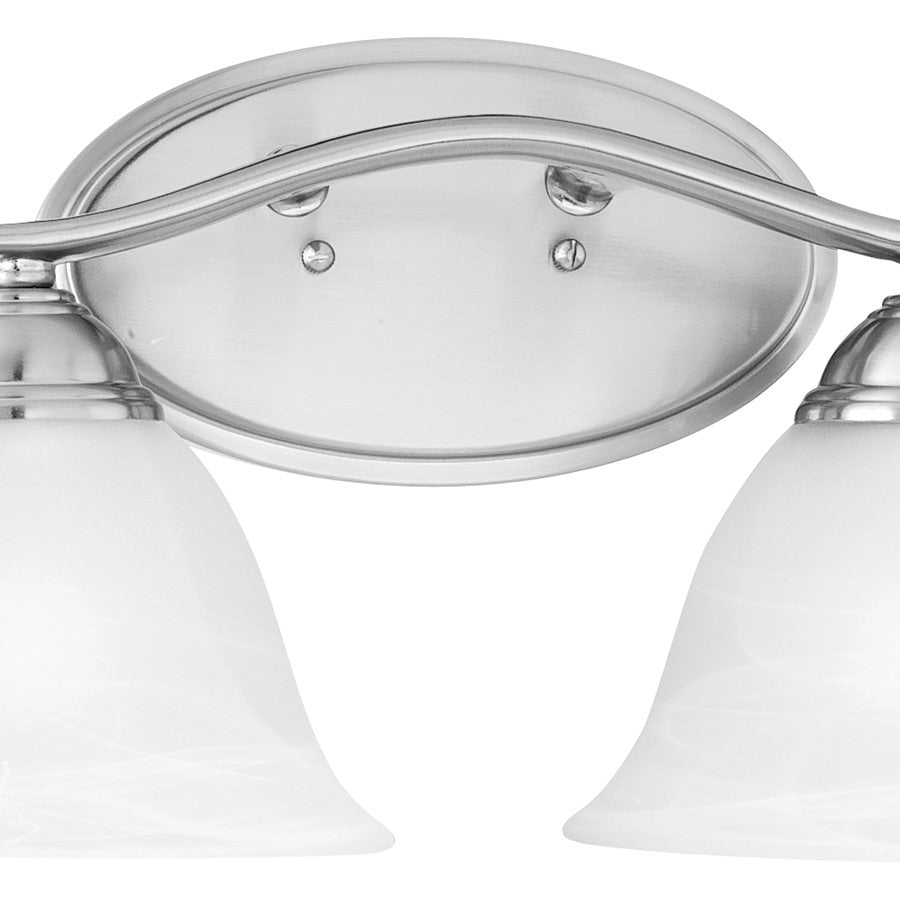 Atlas Lighting Prestige 17in 2-Light Vanity Light | Traditional Brushed Nickel and White Alabaster Glass | Bathroom Vanity | Model WL11412-NK