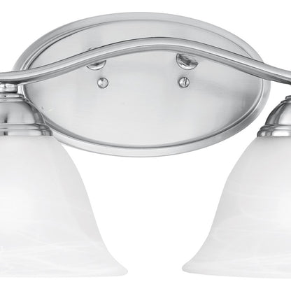 Atlas Lighting Prestige 17in 2-Light Vanity Light | Traditional Brushed Nickel and White Alabaster Glass | Bathroom Vanity | Model WL11412-NK
