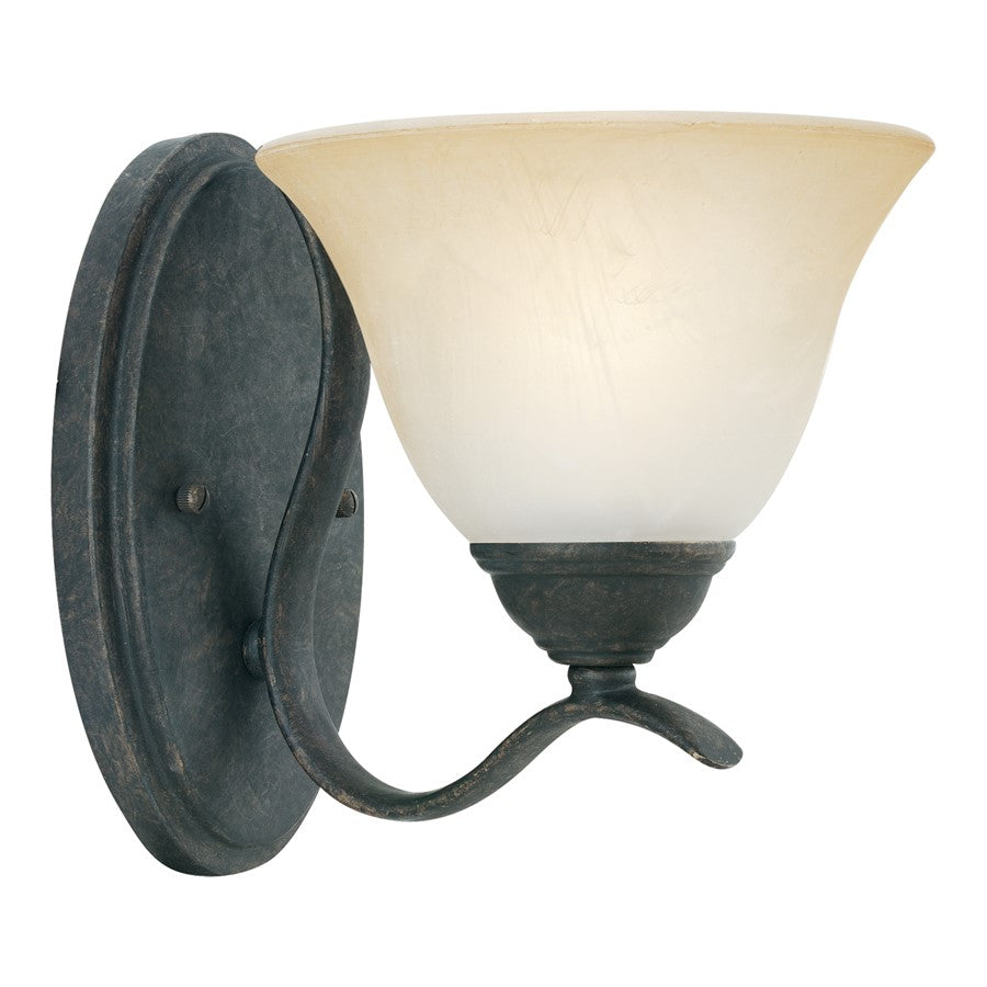 Atlas Lighting Prestige 7.5in 1-Light Wall Sconce | Traditional Sable Bronze and Amber Glass | Bathroom & Hallway Accent | Model WL11415-BZ