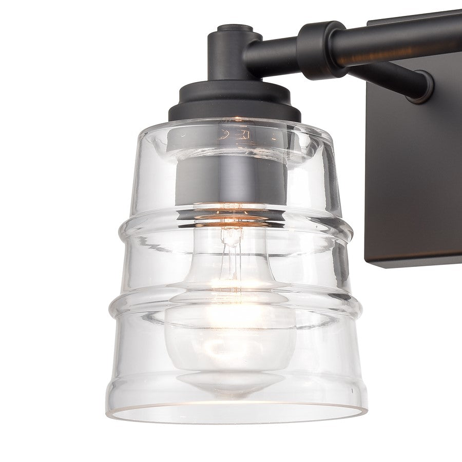 Atlas Lighting Pulsate 13in 2-Light Vanity Light | Transitional Matte Black and Clear Glass | Bathroom Vanity | 13 x 6.5 x 7.75 in | Model WL11416-BK