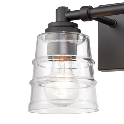 Atlas Lighting Pulsate 13in 2-Light Vanity Light | Transitional Matte Black and Clear Glass | Bathroom Vanity | 13 x 6.5 x 7.75 in | Model WL11416-BK
