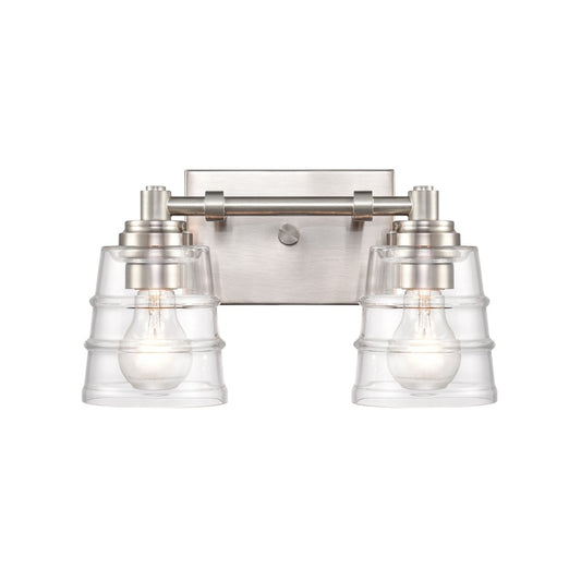 Atlas Pulsate 13in 2-Light Vanity Light | Transitional Satin Nickel and Clear Glass | Bathroom Vanity & Powder Room | Model WL11416-NK