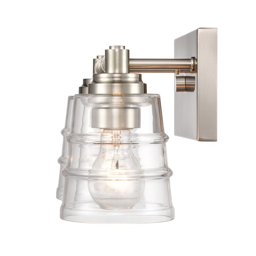 Atlas Pulsate 13in 2-Light Vanity Light | Transitional Satin Nickel and Clear Glass | Bathroom Vanity & Powder Room | Model WL11416-NK