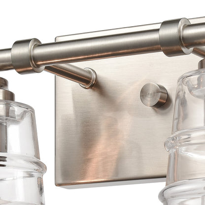 Atlas Pulsate 13in 2-Light Vanity Light | Transitional Satin Nickel and Clear Glass | Bathroom Vanity & Powder Room | Model WL11416-NK