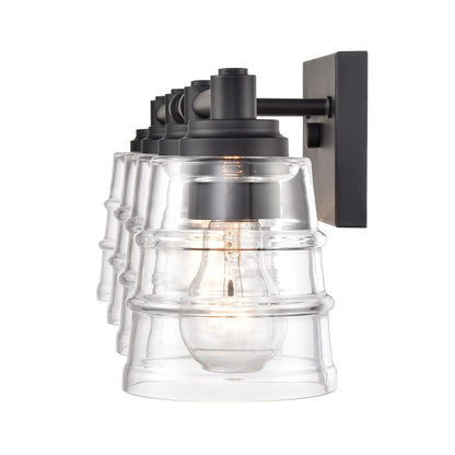 Atlas Pulsate 30in 4-Light Vanity Light | Transitional Matte Black and Clear Glass | Bathroom Vanity & Powder Room | Model WL11417-BK