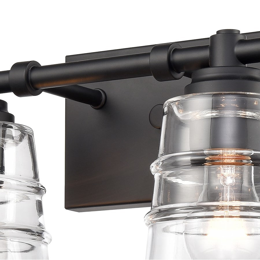 Atlas Pulsate 30in 4-Light Vanity Light | Transitional Matte Black and Clear Glass | Bathroom Vanity & Powder Room | Model WL11417-BK