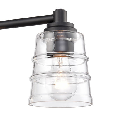 Atlas Pulsate 30in 4-Light Vanity Light | Transitional Matte Black and Clear Glass | Bathroom Vanity & Powder Room | Model WL11417-BK