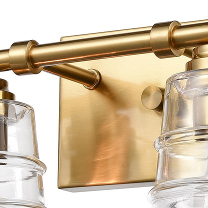 Atlas Pulsate 30in 4-Light Vanity Light | Transitional Satin Brass and Clear Glass | Bathroom Vanity & Powder Room | Model WL11417-BS