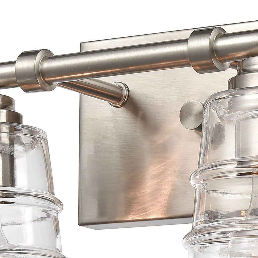 Atlas Pulsate 30in 4-Light Vanity Light | Transitional Satin Nickel and Clear Glass | Bathroom Vanity & Powder Room | Model WL11417-NK