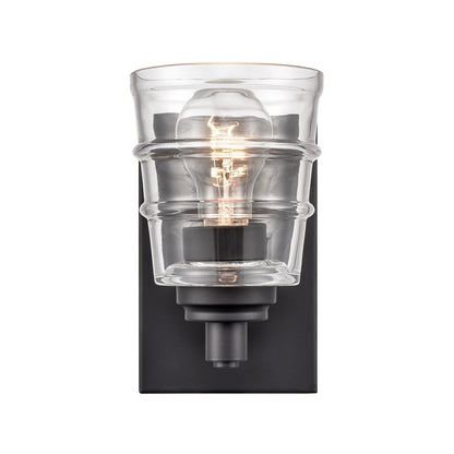 Atlas Lighting Pulsate 4.5in 1-Light Vanity Light | Transitional Matte Black and Clear Glass | Bathroom Vanity | Model WL11418-BK