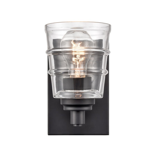 Atlas Lighting Pulsate 4.5in 1-Light Vanity Light | Transitional Matte Black and Clear Glass | Bathroom Vanity | Model WL11418-BK