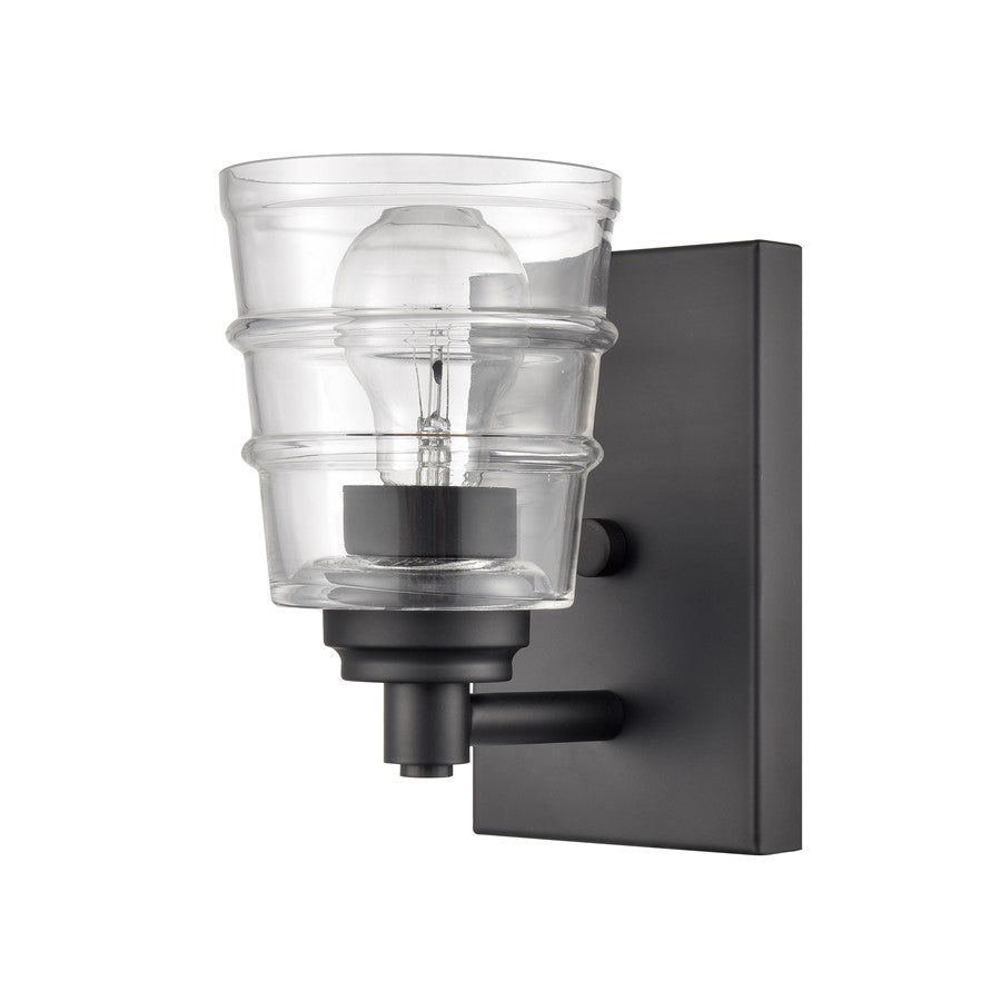 Atlas Lighting Pulsate 4.5in 1-Light Vanity Light | Transitional Matte Black and Clear Glass | Bathroom Vanity | Model WL11418-BK