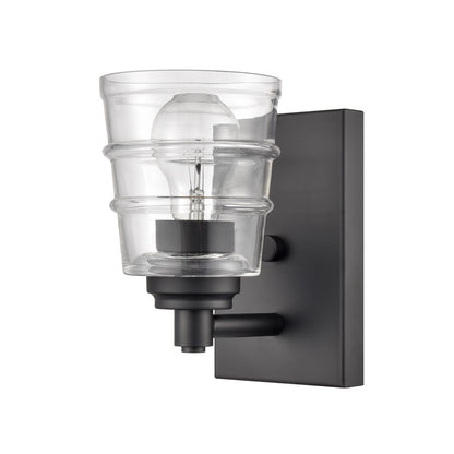 Atlas Lighting Pulsate 4.5in 1-Light Vanity Light | Transitional Matte Black and Clear Glass | Bathroom Vanity | Model WL11418-BK