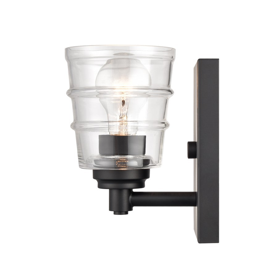 Atlas Lighting Pulsate 4.5in 1-Light Vanity Light | Transitional Matte Black and Clear Glass | Bathroom Vanity | Model WL11418-BK