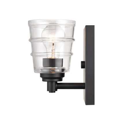 Atlas Lighting Pulsate 4.5in 1-Light Vanity Light | Transitional Matte Black and Clear Glass | Bathroom Vanity | Model WL11418-BK