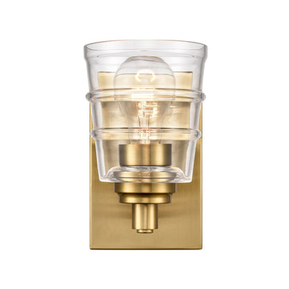 Atlas Lighting Pulsate 4.5in 1-Light Vanity Light | Transitional Satin Brass and Clear Glass | Bathroom Vanity | Model WL11418-BS