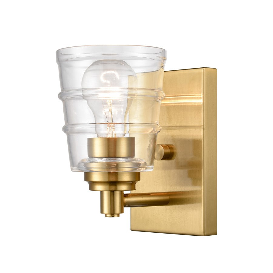 Atlas Lighting Pulsate 4.5in 1-Light Vanity Light | Transitional Satin Brass and Clear Glass | Bathroom Vanity | Model WL11418-BS