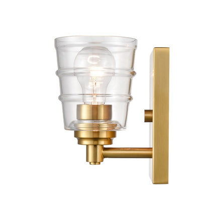 Atlas Lighting Pulsate 4.5in 1-Light Vanity Light | Transitional Satin Brass and Clear Glass | Bathroom Vanity | Model WL11418-BS