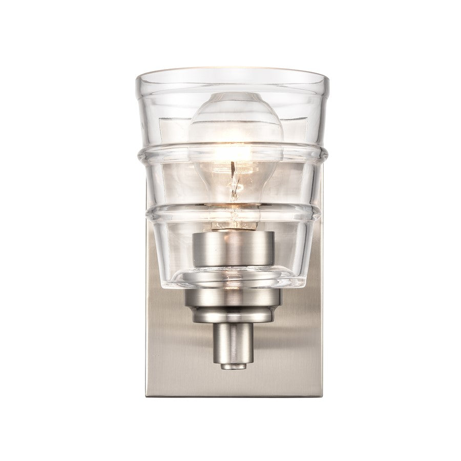 Atlas Lighting Pulsate 4.5in 1-Light Vanity Light | Transitional Satin Nickel and Clear Glass | Bathroom Vanity | Model WL11418-NK
