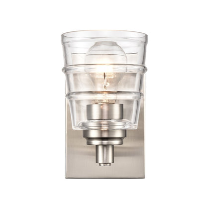 Atlas Lighting Pulsate 4.5in 1-Light Vanity Light | Transitional Satin Nickel and Clear Glass | Bathroom Vanity | Model WL11418-NK