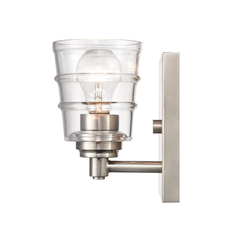 Atlas Lighting Pulsate 4.5in 1-Light Vanity Light | Transitional Satin Nickel and Clear Glass | Bathroom Vanity | Model WL11418-NK