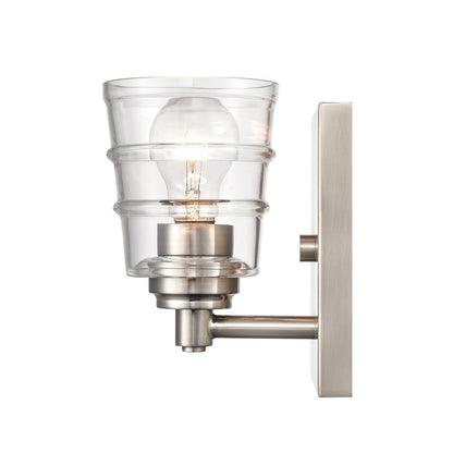 Atlas Lighting Pulsate 4.5in 1-Light Vanity Light | Transitional Satin Nickel and Clear Glass | Bathroom Vanity | Model WL11418-NK