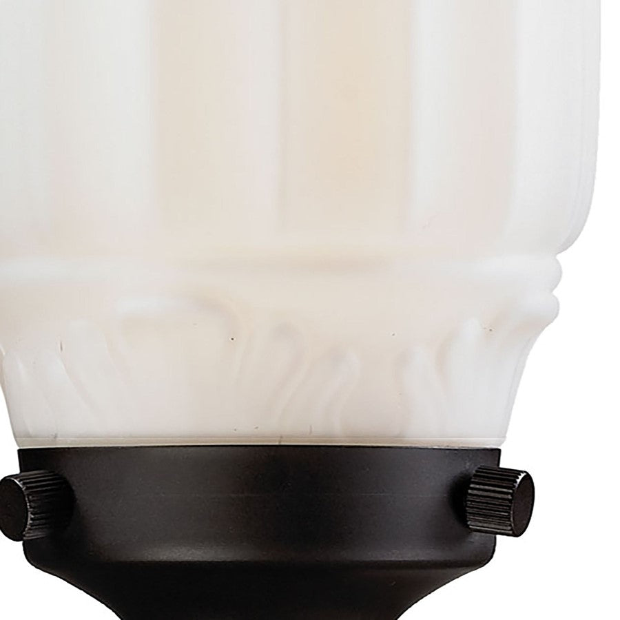 Atlas Lighting Quinton Parlor 5in 1-Light Wall Sconce | Traditional Oil Rubbed Bronze and White Frosted Glass | Bathroom Vanity | Model WL11419-BZ