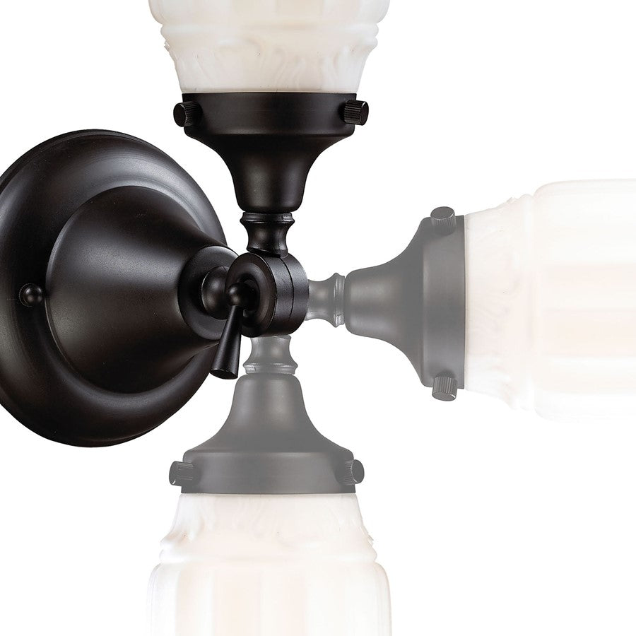 Atlas Lighting Quinton Parlor 5in 1-Light Wall Sconce | Traditional Oil Rubbed Bronze and White Frosted Glass | Bathroom Vanity | Model WL11419-BZ