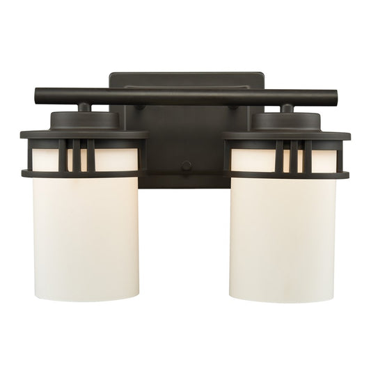 Atlas Lighting Ravendale 12in 2-Light Vanity Light | Transitional Oil Rubbed Bronze and White Frosted Glass | Bathroom Vanity | Model WL11420-BZ
