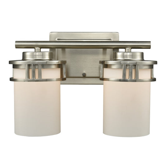 Atlas Lighting Ravendale 12in 2-Light Vanity Light | Transitional Brushed Nickel and White Frosted Glass | Bathroom Vanity | Model WL11420-NK