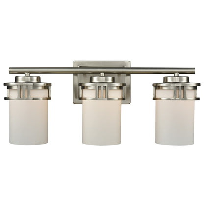 Atlas Lighting Ravendale 20in 3-Light Vanity Light | Transitional Brushed Nickel and White Frosted Glass | Bathroom Vanity | Model WL11421-NK