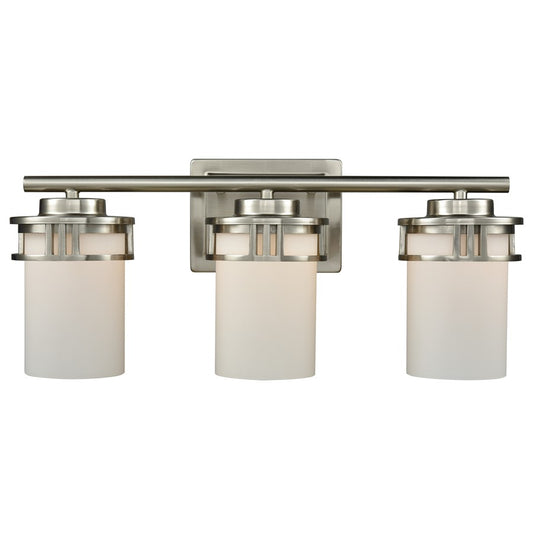 Atlas Lighting Ravendale 20in 3-Light Vanity Light | Transitional Brushed Nickel and White Frosted Glass | Bathroom Vanity | Model WL11421-NK