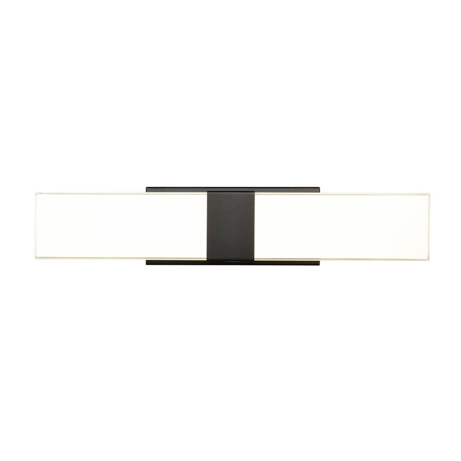 Atlas Lighting Reciprocate 25in 2-Light Vanity Light | Modern Matte Black and White Glass | Bathroom Vanity | 25 x 3.5 x 5.25 in | Model WL11423-BK