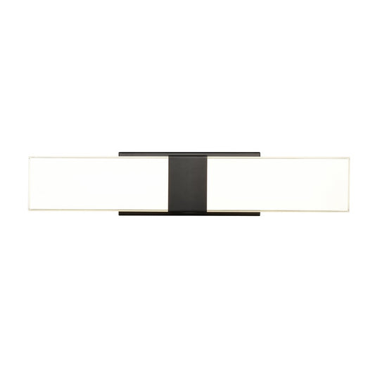 Atlas Lighting Reciprocate 25in 2-Light Vanity Light | Modern Matte Black and White Glass | Bathroom Vanity | 25 x 3.5 x 5.25 in | Model WL11423-BK