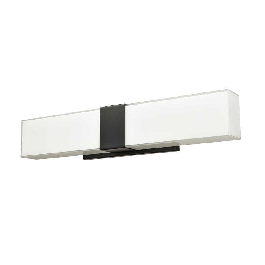 Atlas Lighting Reciprocate 25in 2-Light Vanity Light | Modern Matte Black and White Glass | Bathroom Vanity | 25 x 3.5 x 5.25 in | Model WL11423-BK