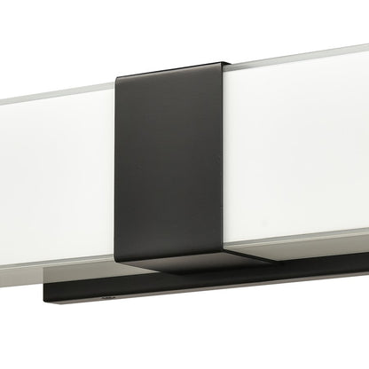 Atlas Lighting Reciprocate 25in 2-Light Vanity Light | Modern Matte Black and White Glass | Bathroom Vanity | 25 x 3.5 x 5.25 in | Model WL11423-BK