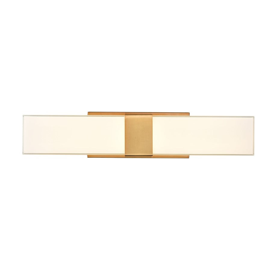 Atlas Lighting Reciprocate 25in 2-Light Vanity Light | Modern Aged Brass and White Glass | Bathroom Vanity | 25 x 3.5 x 5.25 in | Model WL11423-BS