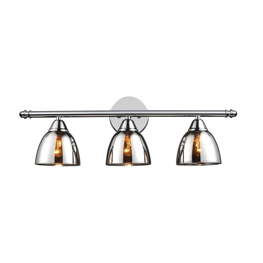 Atlas Lighting Reflections 23in 3-Light Vanity Light | Modern Polished Chrome and Chrome Glass | Bathroom Vanity | 23 x 8 x 8 in | Model WL11424-CH