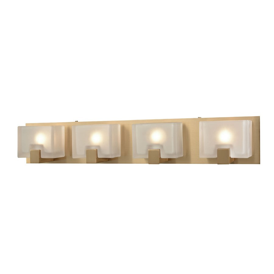 Atlas Lighting Ridgecrest 28in 4-Light Vanity Light | Modern Satin Brass and White Frosted Glass | Bathroom Vanity | 28 x 4 x 5 in | Model WL11426-BS