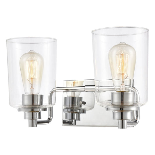 Atlas Lighting Robins 14in 2-Light Vanity Light | Transitional Polished Chrome and Clear Glass | Bathroom Vanity | 14 x 7 x 8 in | Model WL11428-CH