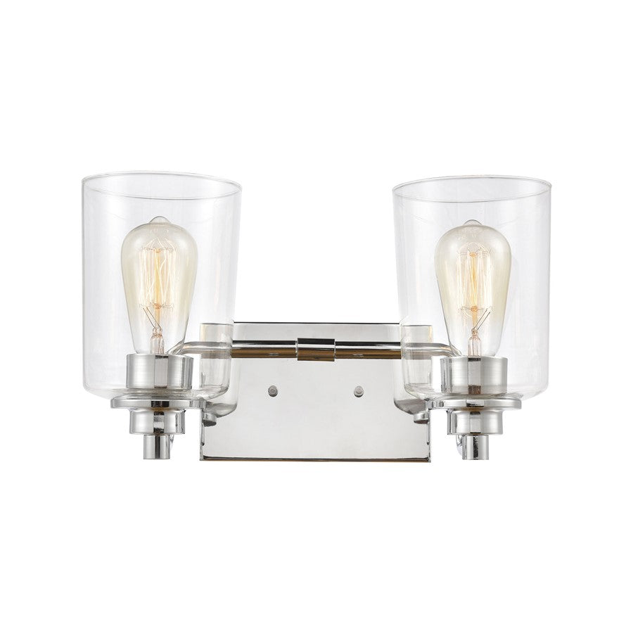 Atlas Lighting Robins 14in 2-Light Vanity Light | Transitional Polished Chrome and Clear Glass | Bathroom Vanity | 14 x 7 x 8 in | Model WL11428-CH